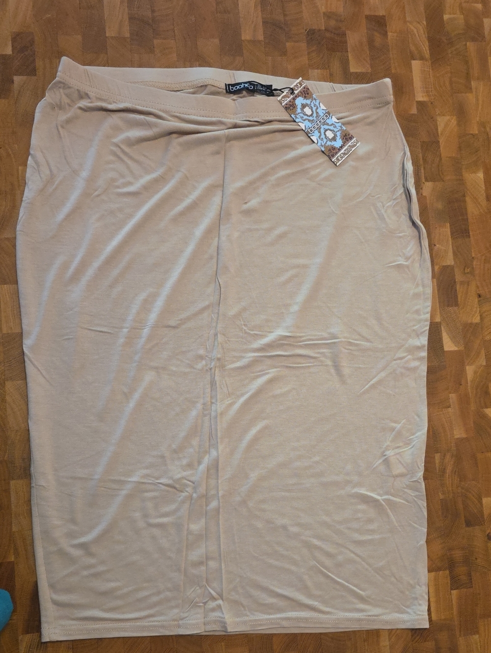 Boohoo Plus Beige Midi Pencil Skirt